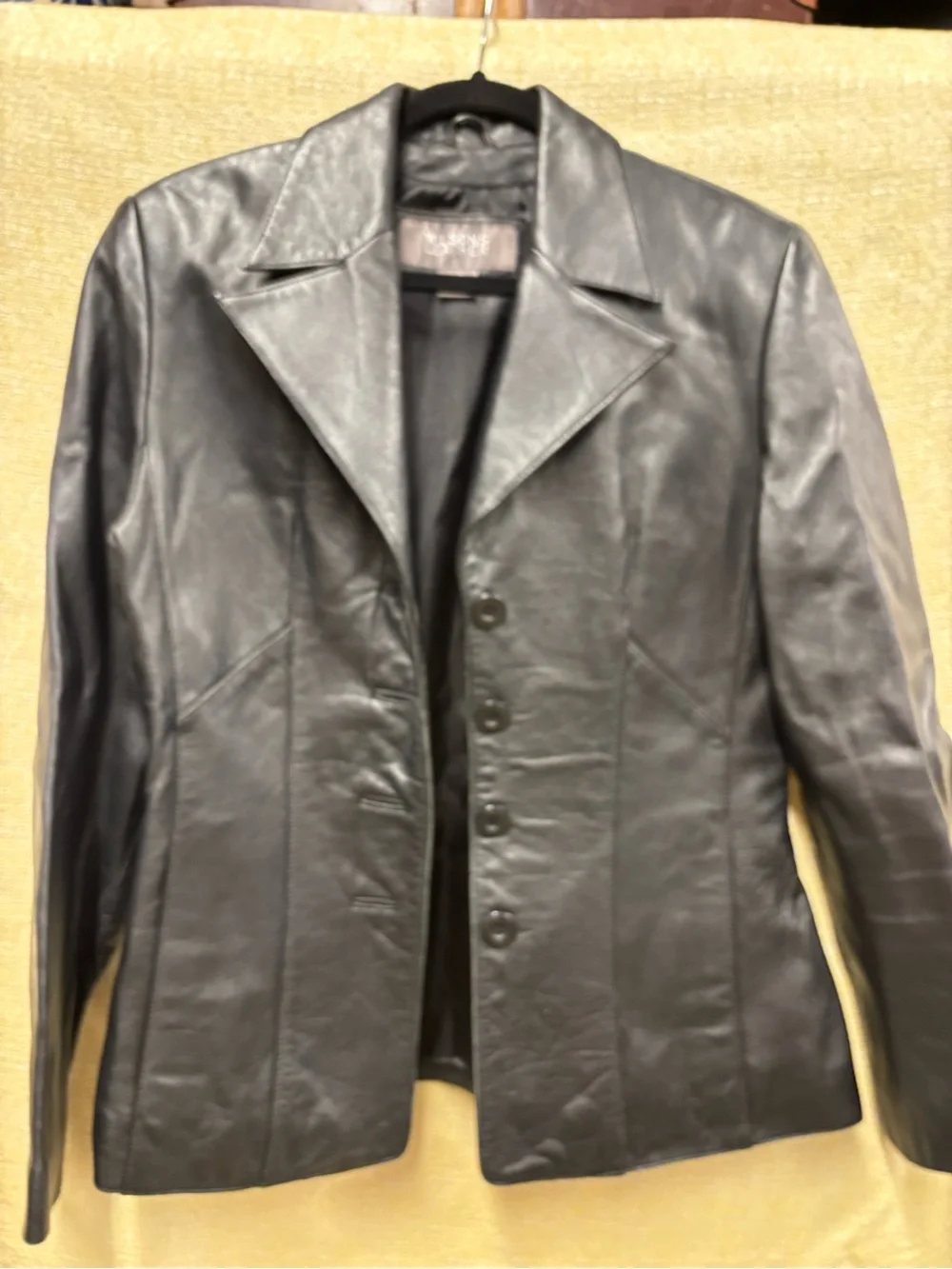 Vintage Wilsons Leather Black Women's Button-Front Leather Blazer